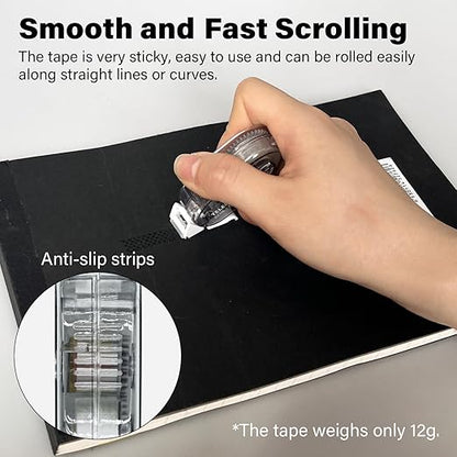 6 Pack Mini Glue Tape Runner for Scrapbooking, Double Sided Adhesive Tape Roller for Crafts Photos Journaling, Office School Gift Wrapping Supplies -Gray (0.3 in X 236 in)