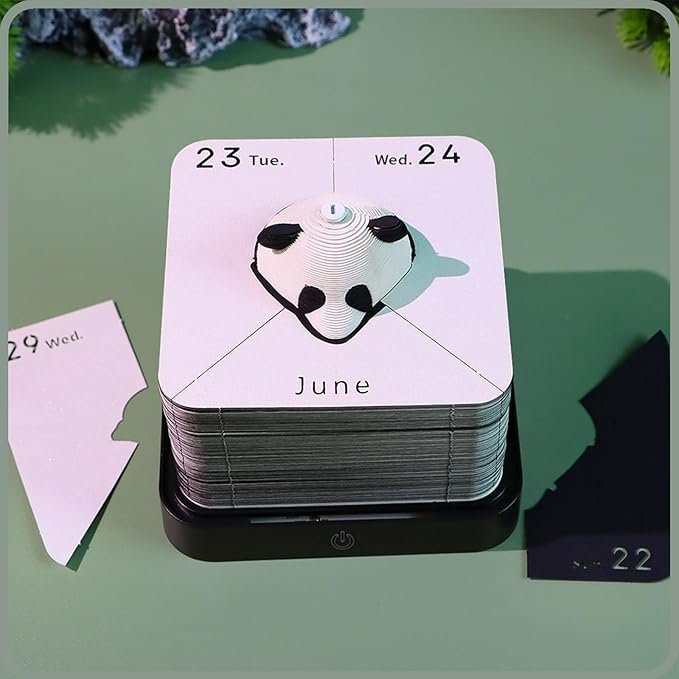 3D Time Piece Calendar 2026 DIY Calendars Tear Away Carving Art 3D Memo Pad Calendar With LED Lights sculpture artsy pads calendar notepad for Desktop Decor-Big Panda