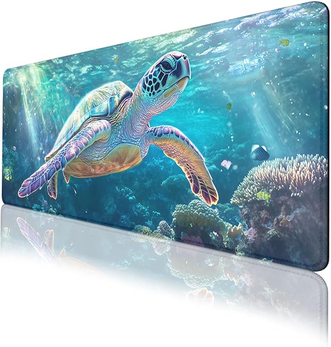 Sea Turtle Desk Pad Mouse Pad Ocean Life Underwater Reef Mousepad XL Large Gaming Mouse Pad Laptop Keyboard Mat Desk Pad 31.5"x11.8"