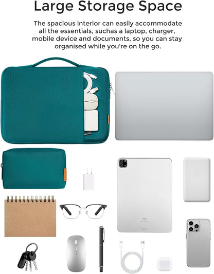 DOMISO Laptop Case Laptop Sleeve Cover for 14 inch MacBook Pro M4/M3/M2/M1 Pro/Max, Compatible with 13.3 inch HP Dell ASUS Notebook, Water-Resistant Bag with Scalable Handle and Small Case,Turquoise