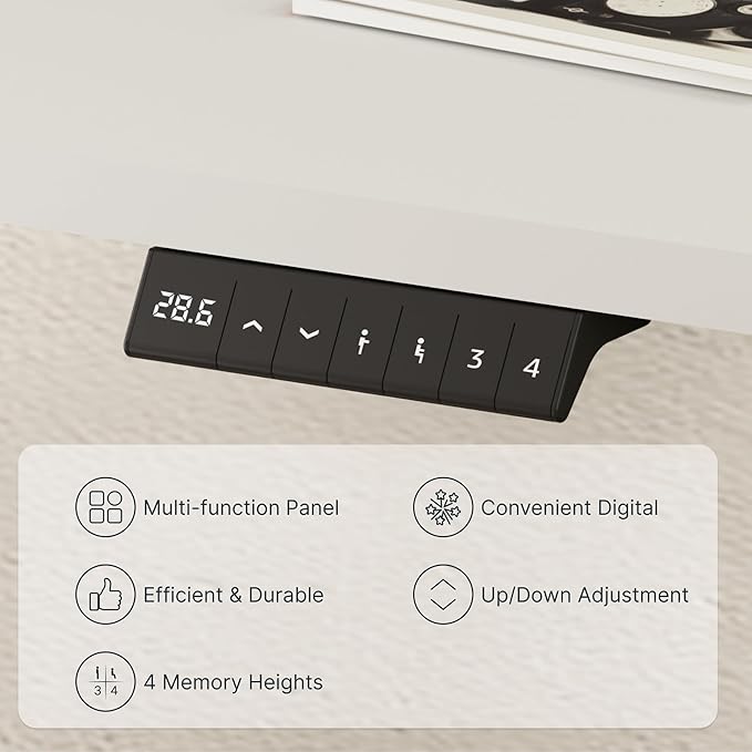 FLEXISPOT EN2 Whole-Piece Standing Desk with Clamp Power Strip, 55 x 28 Electric Stand Up Height Adjustable Desk with Cable Management (Gray Frame + 55" White Top, 2 Packages)