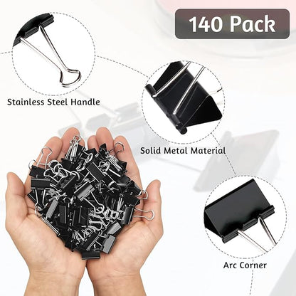 OWLKELA 140 PCS Mini Binder Clips 0.75 Inch, Metal Paper Clip Bulk, Small Black Clips for Home, School and Office Supplies