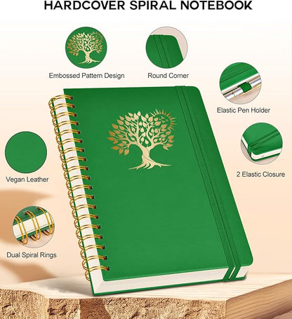 Large Spiral Notebook Journal for Women Men - 300 Numbered Lined Pages, College Ruled, A4 Hardcover Spiral Bound Notebook for School, Work, Note Taking, Writing, Leather Spiral Journal 8.5"x11"