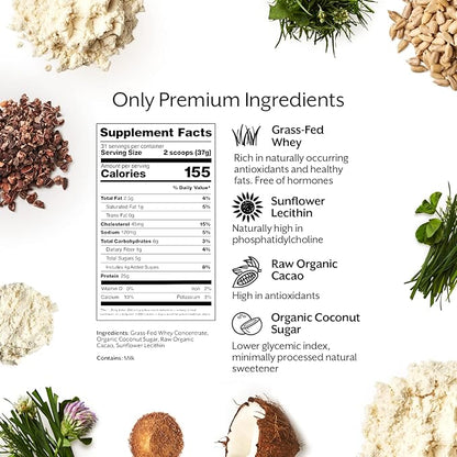 ProMix Nutrition Whey Protein Powder, Raw Chocolate - Grass-Fed - ­Post Workout Fitness & Nutrition Shakes, Smoothies, Baking & Cooking Recipes - Gluten-Free & Keto-Friendly - 5 Pound (Pack of 2)