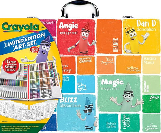 Crayola Limited Edition Coloring Set (115pcs), Kids Drawing Supplies Kit with Crayons, Markers & Colored Pencils, Birthday, Holiday & Christmas Gift for Kids, 5+