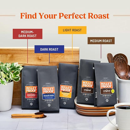 Bulletproof Original Medium Roast Whole Bean Coffee, 12 Ounces (Pack of 3), Clean Coffee Tested for Toxins, Packaging May Vary