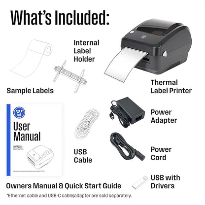 Westinghouse Thermal Shipping Label Printer USB, 4x6 Label Commercial Grade, Compatible with USPS, UPS, FedEx, eBay, Shopify, Amazon, & More, Desktop Label Printer for Packages, Includes Sample Labels