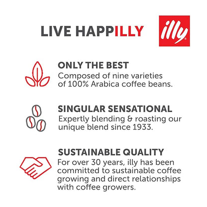Illy Ground Moka Coffee - Intenso Bold Roast - Mild & Balanced - 100% Arabica - Pre-Ground for Moka Pot - Pressurized Packaging Sealed for Freshness - 8.8oz (Pack of 6)