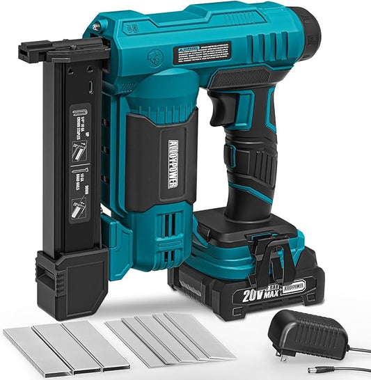 ALLOYPOWER 2 in 1 Cordless Brad Nailer/Electric Stapler with 2.0Ah Battery and Charger,1000pcs Nails and 500pcs Staples Included for Home Improvement & Woodworking