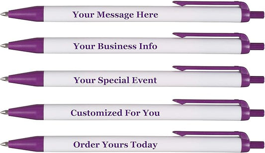 RevMark Personalized Ballpoint Pen, Custom Printed Name, Business or Event Information, Timeless Advertising, USA Made Pens, Promotional Marketing, Smooth Black Ink, Bulk Pack (Purple,50 Ct.)
