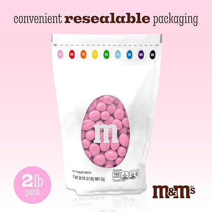 M&M’S WORLD Peanut Pink Chocolate Candy - 2lbs of Bulk Candy in Resealable Pack for Candy Buffet,Birthday Parties,Theme Meetings,Candy Bar,Sweet Stuff for DIY Party Favors or Edible Decoration