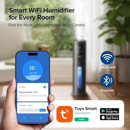 Humidifiers for Bedroom Large Room, 7L/1.85Gal Quiet Humidifiers with 350ML/H Large Mist Speed,Smart App & Remote Control, Cool Mist Humidifier for Baby & Home