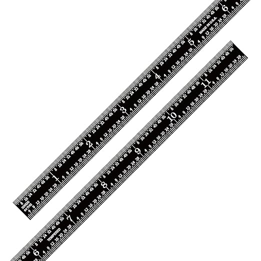 PEC Tools 12"/300mm Flexible Metal Ruler, Stainless Steel Machinist Rule with Black Chrome Finish, High Contrast, English & Metric Graduation (1/32", 1/64", 0.5mm, 1.0mm), Easy to Read, Made in USA