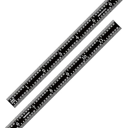 PEC Tools 6"/150mm Flexible Metal Ruler, Stainless Steel Machinist Rule with Black Chrome Finish, High Contrast, English & Metric Graduation (1/32", 1/64", 0.5mm, 1.0mm), Easy to Read, Made in USA