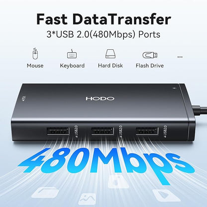 USB C Docking Station Dual Monitor Adapter for Dell HP, Laptop Docking Station 3 Monitors Quadruple Display USB C Hub Dongle to 4K HDMI+DisplayPort+VGA,3 USB2.0,100W PD, 8 in 1 Thunderbolt Dock