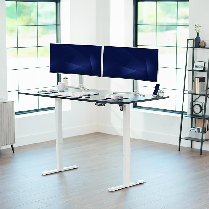 VIVO Electric 71 x 36 in Standing Desk, Memory Height Adjustment, 1B Series, Black Top White Frame, DESK-KIT-1W7B-36