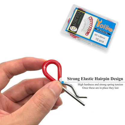 10 Pcs Heavy Duty Hitch Pins Clip R Clips Spring Retaining Wire Hair Pins Cotter Pin Strong Spring Rubber-Coated Grip R Clip for Trailer Tractors Mower Carts Truck Pin Clip M3x60mm