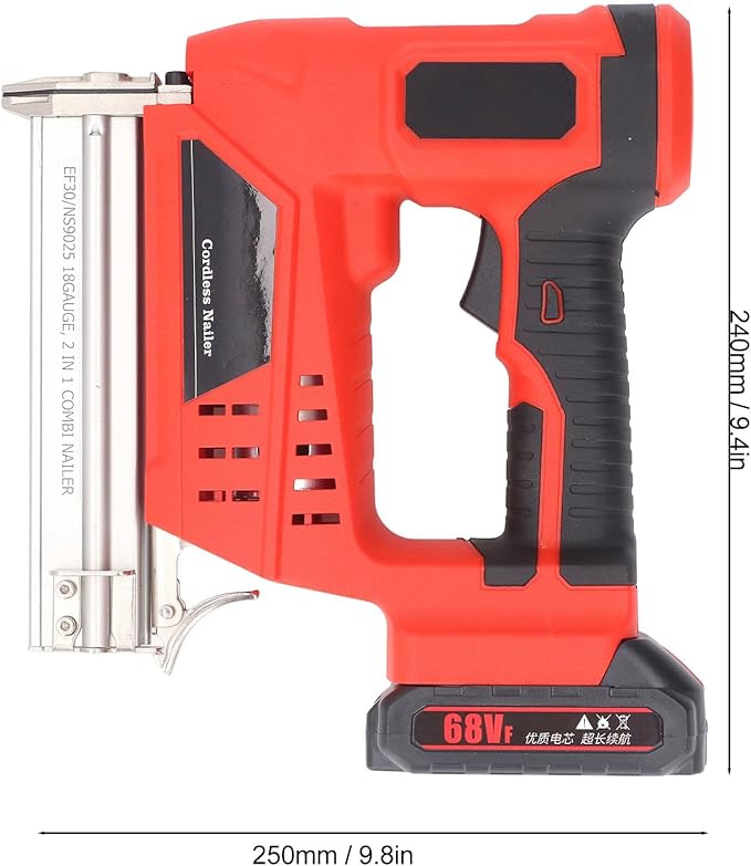 Eujgoov Cordless Nailer Kit Electric Staple Guns Stapler Nail, Battery Powered 18V 2Ah for Woodworking Projects, 2 Modes DIY Pneumatic Brad