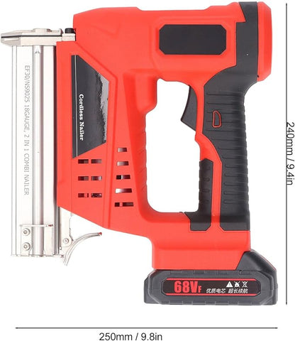 Eujgoov Cordless Nailer Kit Electric Staple Guns Stapler Nail, Battery Powered 18V 2Ah for Woodworking Projects, 2 Modes DIY Pneumatic Brad