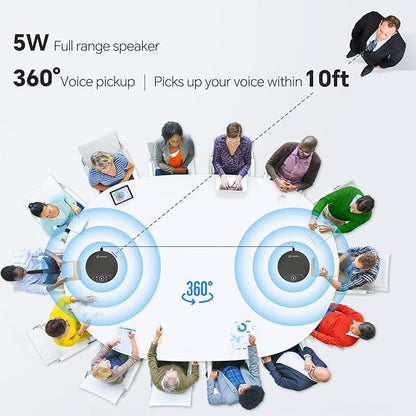 N newline Conference Speaker and Microphone, 2pk Bundle Conference Microphone w/Daisy Chain, 360° Voice Pickup, Noise Reduction, Bluetooth Speakerphone for Large Meetings Team Zoom, NewPie 90