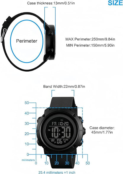 Digital Watch Sports Waterproof Military Back Light Small Watch for Men Black 1426