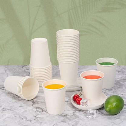 1000 Pack 8 oz Disposable Paper Cups, Paper Coffee Cups 8 oz, Hot Beverage Drinking Cups for Water, White, Suitable for Parties, Picnic, Travel, and Events