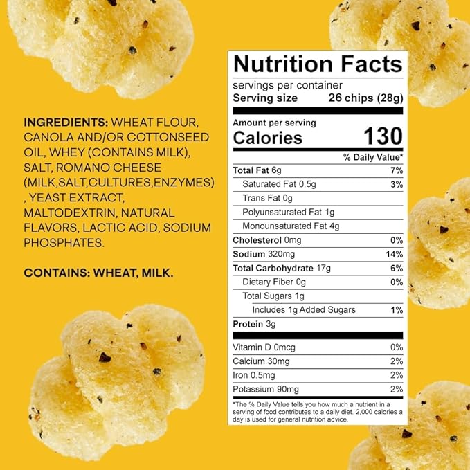 Tantos! Puffed Pasta Chips, Healthy Pasta Snack by Top Chef Joe Sasto, As Seen on Shark Tank, Plant Based, Low Calorie, Crunchy Chips, Variety Pack, Marinara, Pesto, Cacio e Pepe, Classico, Gourmet Bold Flavors, 1 oz 6 Pack, Cacio e Pepe
