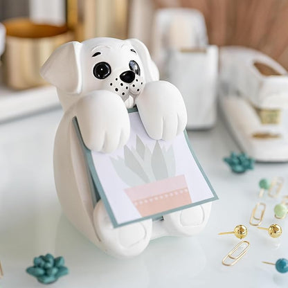 Resin Made Cute Sticky Note Holder for Desk | Doodle Compatible Dog Pop Up Post it Note Dispenser | Pop Up Sticky Notes Dispenser for Office Holds 3" x 3'" Notes for School, Office Desk Supplies