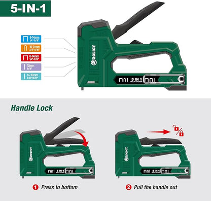 5-in-1 Heavy Duty Aluminum Staple Gun Kit, Manual Brad Nailer with 3000 Staples and 2000 Brad Nails, Staple Remover, Perfect for Upholstery, Crafts, Decoration, Furniture, Wood & Home DIY Use