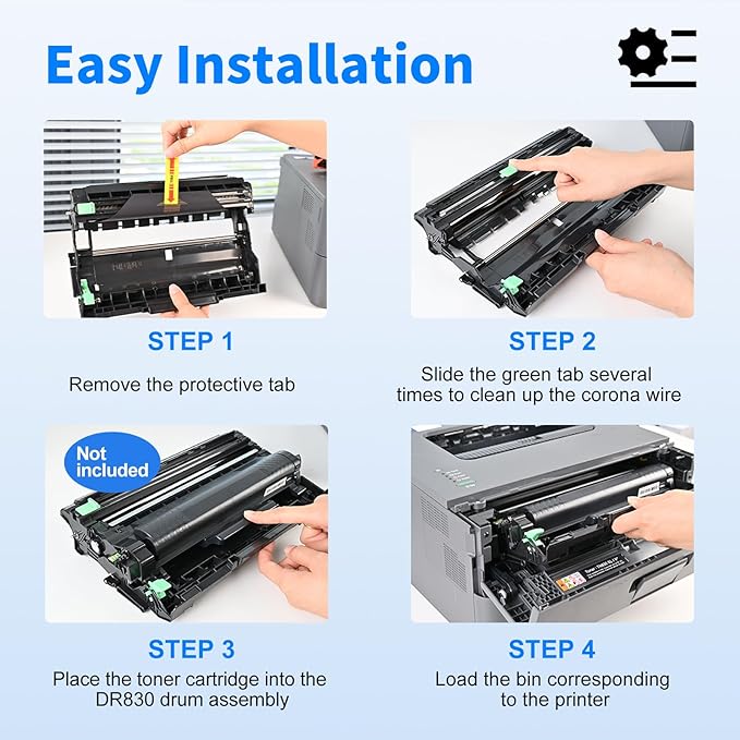 myCartridge Compatible DR830 Drum Unit Replacement for Brother DR830 DR-830 Drum forHL-L2460DW DCP-L2640DW HL-L2405W MFC-L2820DW HL-L2400D HL-L2480DW MFC-L2820DWXL Printer( Black 1 Pack,No Toner)