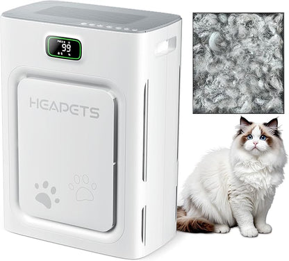 Pet Air Purifier for Home Large Room 2500 sq ft, H13 HEPA Washable Double-Sided Filter, Air Cleaner for Pet Hair Dander Odor Allergies Pollutant Smoke Dust, PM2.5 Air Quality Monitor, Auto Mode, Grey