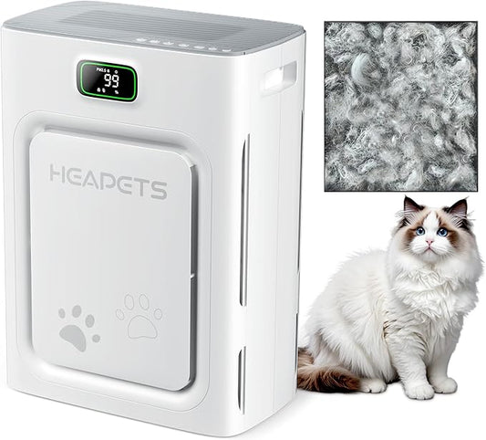 Pet Air Purifier for Home Large Room 2500 sq ft, H13 HEPA Washable Double-Sided Filter, Air Cleaner for Pet Hair Dander Odor Allergies Pollutant Smoke Dust, PM2.5 Air Quality Monitor, Auto Mode, Grey