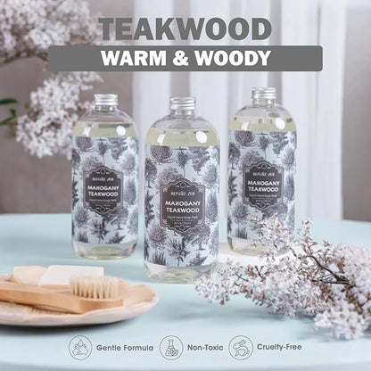 ROMIIE ZOI Liquid Hand Soap Refill Gift Set – 3 Pack (26 Fl Oz Each), Teakwood Scent, Natural Formula with Essential Oils – Gentle, Biodegradable & Cruelty-Free for Sensitive Skin, Kitchen & Bathroom