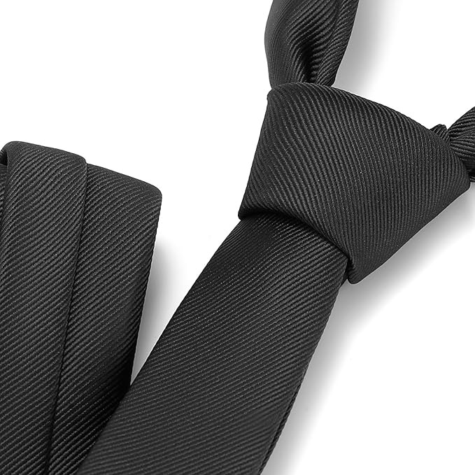 Skinny Ties Black Ties For Men and Women Solid Pure Color 1.58" (4CM) Plain Formal Slim Neckties