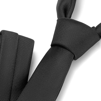 Skinny Ties Black Ties For Men and Women Solid Pure Color 1.58" (4CM) Plain Formal Slim Neckties
