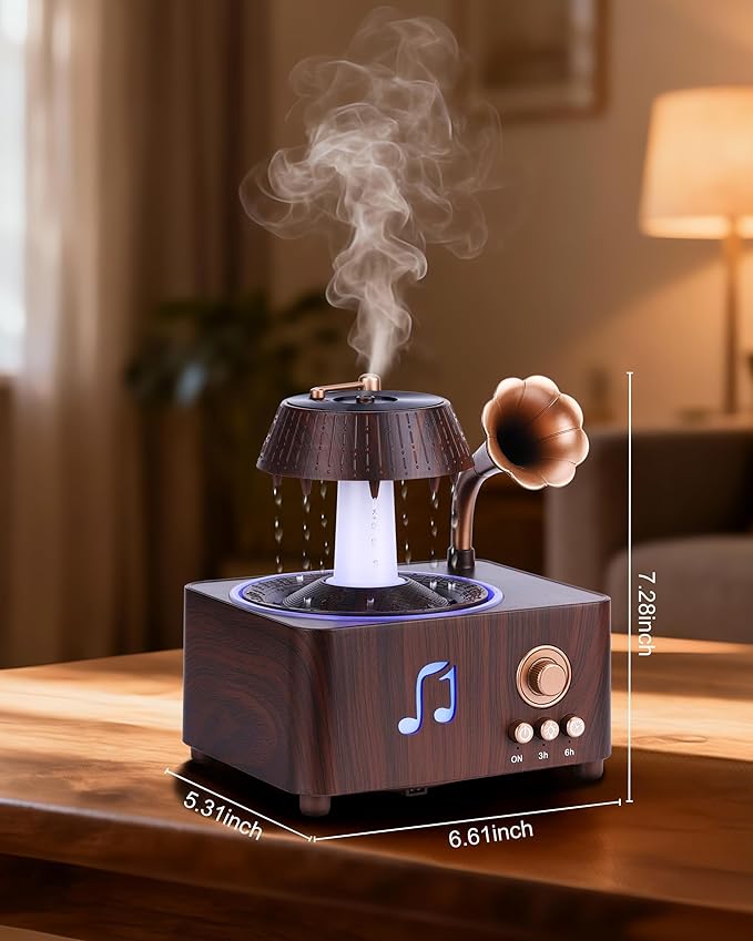 Essential Oil Diffuser, Humidifiers For Bedroom, 250ml Cool Mist Rain Diffuser, 7 Colors LED Ambient Light & Auto Shut-Off When Water Runs Out, for Office, Study Room, Yoga, Relaxation & Home