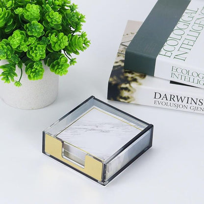 MultiBey Gradient Acrylic Sticky Note Holder & Staple Remover Set, Black to Clear Memo Pad Holder Dispenser with Staple Puller Office School Supplies