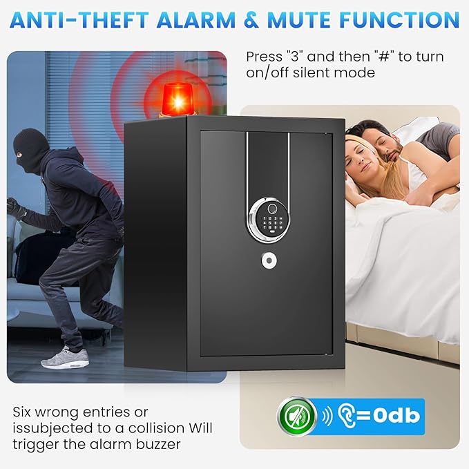 3.0 Cuft Large Biometric Safe Box, Personal Safes for Home Use Fire and Water Proof with Fingerprint Lock, Fireproof Safe with Fireproof Waterproof Bag, Security Safety Box for Home Office