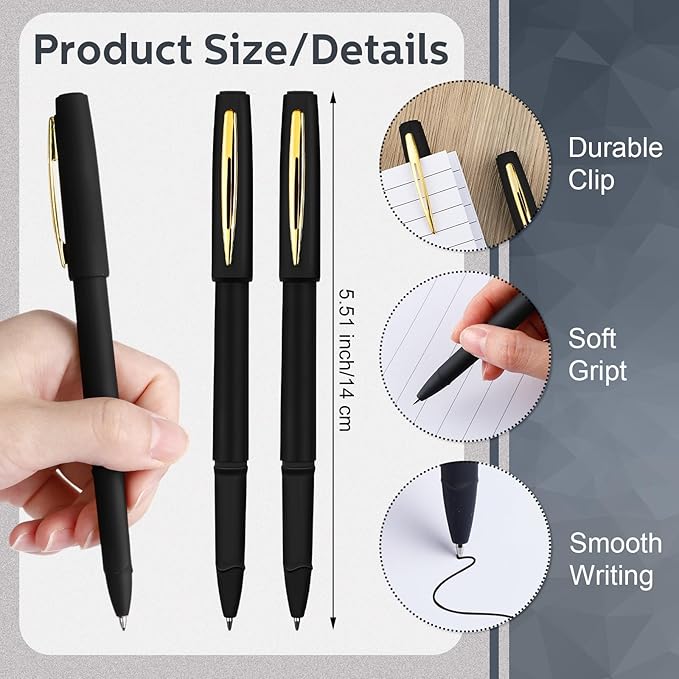 Outus 150 Pcs Black Gel Ink Pens Rollerball Pens Bulk 0.5mm Black Pen Bulk Ultra Fine Point Roller Ball Pens Gel Pens for Office, School, Writing, Taking Notes, Sketching