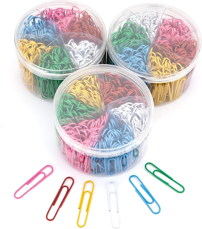 Yarlung 900 Pieces 2 Inch Jumbo Paper Clips, Vinyl Coated Large Paperclips for Office, School Document Organizing, Non-Skid, 6 Colors