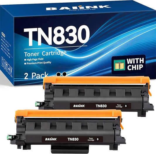 TN830 Toner Cartridge Replacement for Brother tn830xl Toner TN830 TN-830 for HL-L2400D HL-L2405W HL-L2460DW HL-L2480DW DCP-L2640DW MFC-L2820DW MFC-L2820DWXL (Black, 2-Pack)