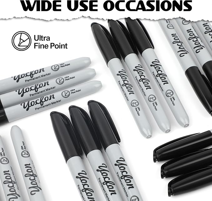 Permanent Markers Ultra Fine Tip, Bulk Pack Of 72 Count Black Permanent Marker Set, Quick-Drying Ink, Works On Plastic, Wood, Stone, Metal And Glass