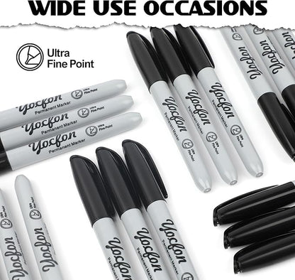 Permanent Markers Ultra Fine Tip, Bulk Pack Of 72 Count Black Permanent Marker Set, Quick-Drying Ink, Works On Plastic, Wood, Stone, Metal And Glass