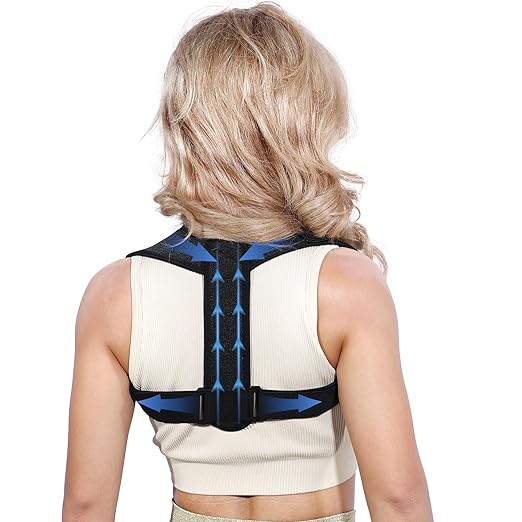 Posture Corrector for Women & Men - Adjustable Upper Back Brace Straightener Suitable for Lumbar, Shoulder, Neck, Scoliosis, Providing Comfortable Elastic Support and Pain Relief