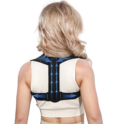 Posture Corrector for Women & Men - Adjustable Upper Back Brace Straightener Suitable for Lumbar, Shoulder, Neck, Scoliosis, Providing Comfortable Elastic Support and Pain Relief