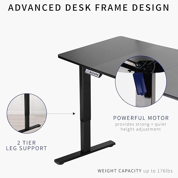 VIVO Electric 71 x 30 in Rustic Standing Desk, Memory Height Adjustment, 1B Series, Black and Vintage Brown Top, Black Frame, DESK-KIT-1B7BN