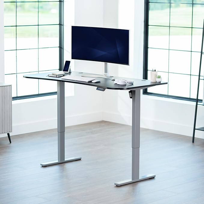 VIVO Electric 63 x 32 in Standing Desk, Memory Height Adjustment, 1B Series, Black Top Gray Frame, DESK-KIT-1G1B