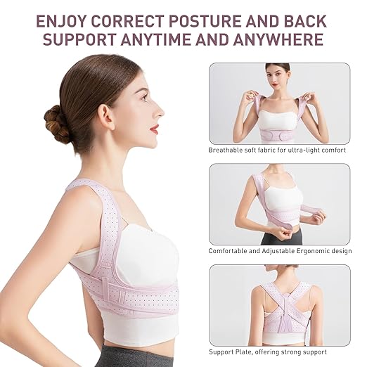 Posture Corrector For Women, Adjustable Back Brace For Posture, Back Posture Corrector Providing Pain Relief From Lumbar, Neck, Shoulder, And Clavicle, Back (S/M Upper Waist 27-35 Inch)