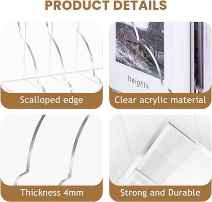 Acrylic Scalloped Magazine File Holder Workspace Vertical Organizers Binder Holder Organization Folder Rack for Desk Office Bookend Notebooks Envelopes Mail Organizer