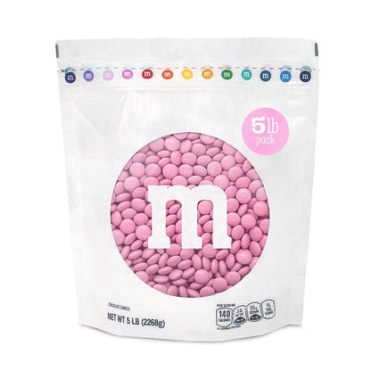 M&M’S WORLD Pink Milk Chocolate Candy, 5lbs of M&M'S in Resealable Pack for Candy Bars, Birthdays, Baby Showers, Gender Reveals, It's A Girl, Dessert Tables & DIY Party Favors